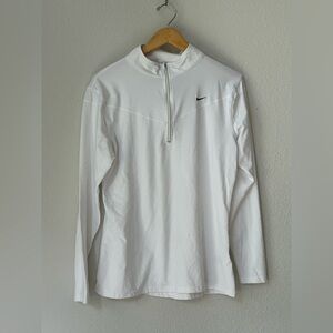 Nike Dry Fit White 1/4 Zip Long Sleeve Activewear/ Running Pullover (XL/16-18)